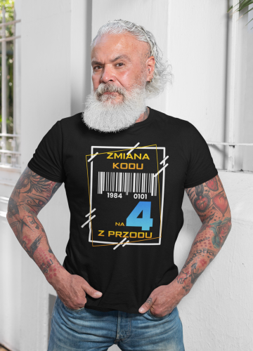 PERSONALIZOWANA KOSZULKA PREZENT NA 40 URODZINY ZMIANA KODU NA 4 Z PRZODU TORBA GRATIS 3