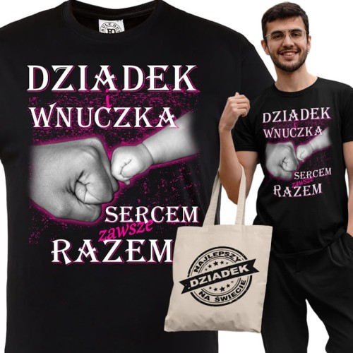 KOSZULKA PREZENT NA DZIEŃ DZIADKA ŻÓŁWIK DZIADEK I WNUCZKA TORBA GRATIS 1
