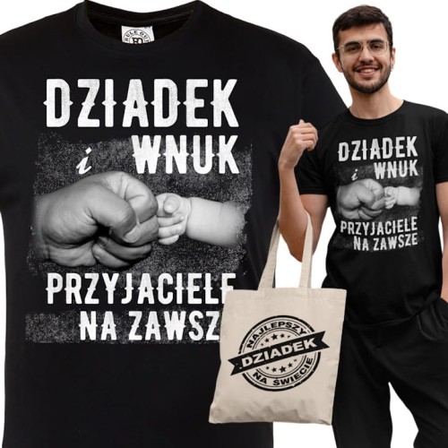 KOSZULKA PREZENT NA DZIEŃ DZIADKA ŻÓŁWIK DZIADEK I WNUK TORBA GRATIS