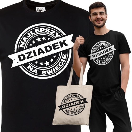 KOSZULKA PREZENT NA DZIEŃ DZIADKA NAJLEPSZY DZIADEK NA ŚWIECIE TORBA GRATIS 1