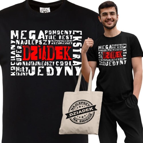 KOSZULKA PREZENT NA DZIEŃ DZIADKA MEGA FAJNY KOCHANY DZIADEK TORBA GRATIS