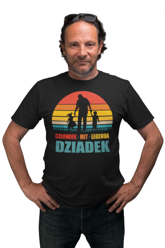 KOSZULKA PREZENT NA DZIEŃ DZIADKA DZIADEK Z WNUCZKĄ I WNUKIEM CZŁOWIEK MIT LEGENDA TORBA GRATIS 2