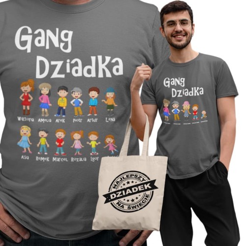 KOSZULKA PERSONALIZOWANA PREZENT NA DZIEŃ DZIADKA GANG DZIADKA TORBA GRATIS