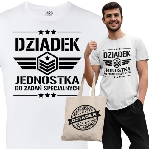 KOSZULKA PREZENT NA DZIEŃ DZIADKA DZIADEK JEDNOSTKA DO ZADAŃ SPECJALNYCH TORBA GRATIS 1