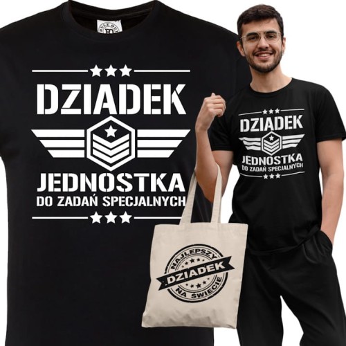 KOSZULKA PREZENT NA DZIEŃ DZIADKA DZIADEK JEDNOSTKA DO ZADAŃ SPECJALNYCH TORBA GRATIS 1
