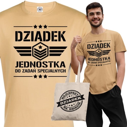 KOSZULKA PREZENT NA DZIEŃ DZIADKA DZIADEK JEDNOSTKA DO ZADAŃ SPECJALNYCH TORBA GRATIS