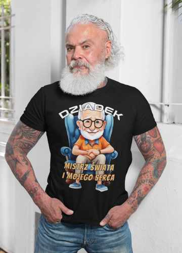 KOSZULKA PREZENT NA DZIEŃ DZIADKA DZIADEK MISTRZ ŚWIATA I MOJEGO SERCA TORBA GRATIS 3