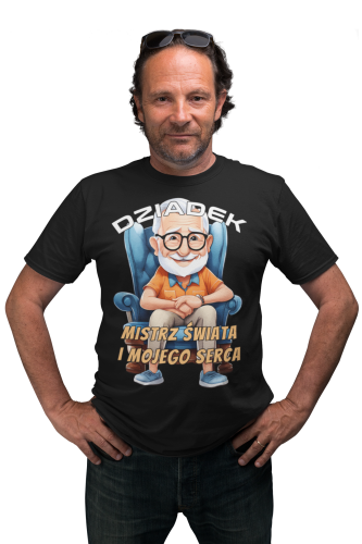 KOSZULKA PREZENT NA DZIEŃ DZIADKA DZIADEK MISTRZ ŚWIATA I MOJEGO SERCA TORBA GRATIS 2