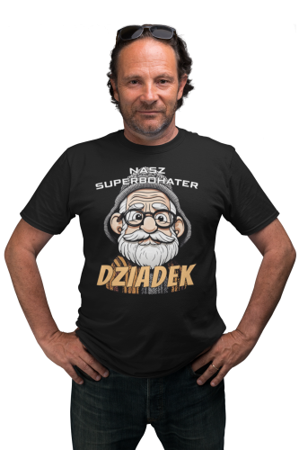 KOSZULKA PREZENT NA DZIEŃ DZIADKA DZIADEK NASZ SUPERBOHATER TORBA GRATIS 2