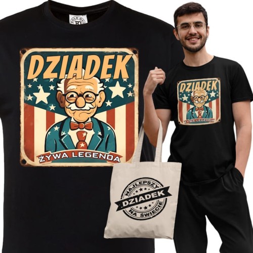 KOSZULKA PREZENT NA DZIEŃ DZIADKA DZIADEK ŻYWA LEGENDA TORBA GRATIS 1