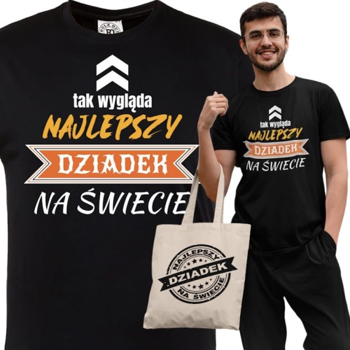 KOSZULKA PREZENT NA DZIEŃ DZIADKA TAK WYGLĄDA NAJLEPSZY DZIADEK NA ŚWIECIE TORBA GRATIS 1