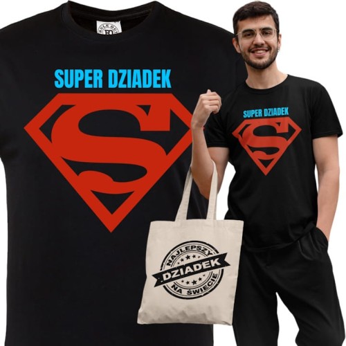 KOSZULKA PREZENT NA DZIEŃ DZIADKA SUEPR DZIADEK MÓJ BOHATER TORBA GRATIS 1
