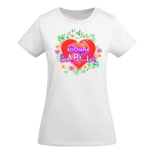 DAMSKA KOSZULKA PREZENT NA DZIEŃ BABCI KOCHANA BABCIA SERCE TORBA GRATIS 2