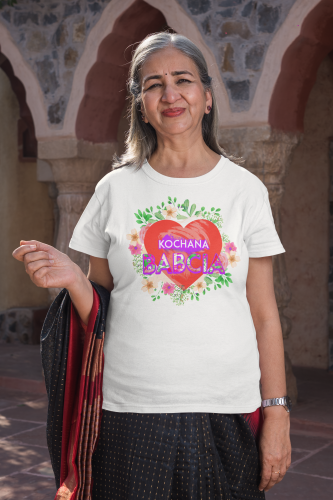 DAMSKA KOSZULKA PREZENT NA DZIEŃ BABCI KOCHANA BABCIA SERCE TORBA GRATIS 4
