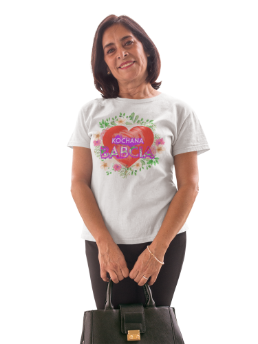 DAMSKA KOSZULKA PREZENT NA DZIEŃ BABCI KOCHANA BABCIA SERCE TORBA GRATIS 5