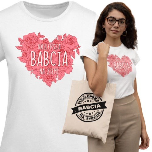 DAMSKA KOSZULKA PREZENT NA DZIEŃ BABCI NAJLEPSZA BABCIA NA ZIEMI TORBA GRATIS 1
