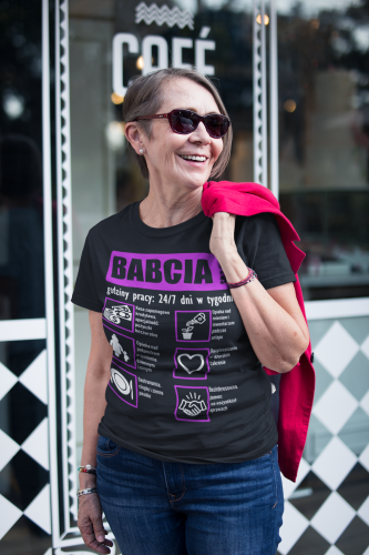 DAMSKA KOSZULKA PREZENT NA DZIEŃ BABCI FIRMA BABCIA GODZINY PRACY TORBA GRATIS 3