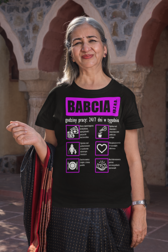 DAMSKA KOSZULKA PREZENT NA DZIEŃ BABCI FIRMA BABCIA GODZINY PRACY TORBA GRATIS 5