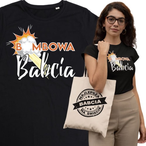 DAMSKA KOSZULKA PREZENT NA DZIEŃ BABCI BOMBOWA BABCIA TORBA GRATIS 1