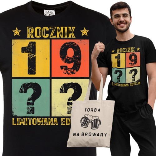 PERSONALIZOWANA KOSZULKA PREZENT NA URODZINY KAŻDY ROCZNIK PODAJ TWÓJ ROK  TORBA GRATIS 1