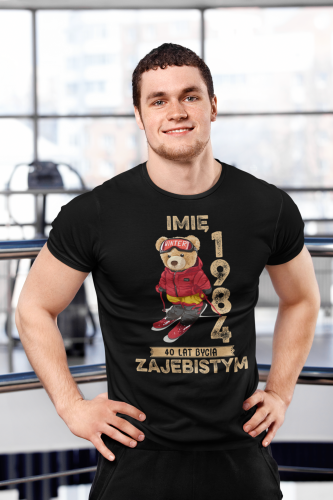 PERSONALIZOWANA KOSZULKA PREZENT NA URODZINY MIŚ NARCIARZ PODAJ IMIĘ I ROK TORBA GRATIS 3