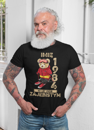 PERSONALIZOWANA KOSZULKA PREZENT NA URODZINY MIŚ NARCIARZ PODAJ IMIĘ I ROK TORBA GRATIS 4
