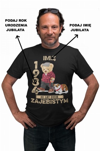 PERSONALIZOWANA KOSZULKA PREZENT NA URODZINY MIŚ Z PSEM PODAJ IMIĘ I ROK TORBA GRATIS 2