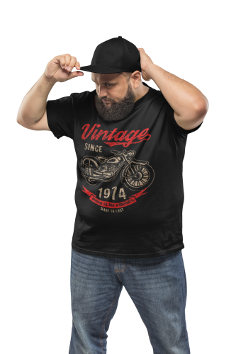 KOSZULKA PREZENT NA 50 URODZINY VINTAGE MOTOCYKL 1974 TORBA GRATIS 3