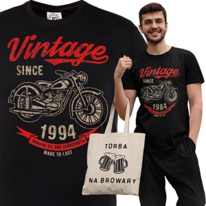 KOSZULKA PREZENT NA 30 URODZINY VINTAGE MOTOCYKL 1994 TORBA GRATIS