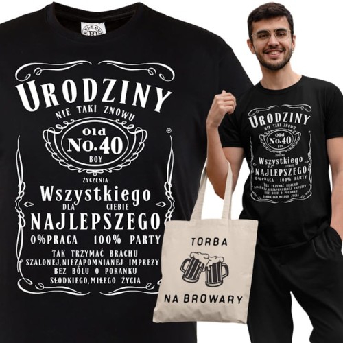 PERSONALIZOWANA KOSZULKA PREZENT NA 18 30 40 50 60 URODZINY PODAJ WIEK TORBA GRATIS 1