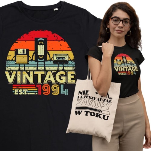 DAMSKA KOSZULKA PREZENT NA 30 URODZINY KASETY VINTAGE 1994 TORBA GRATIS 1
