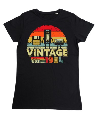 DAMSKA KOSZULKA PREZENT NA 40 URODZINY KASETY VINTAGE 1984 TORBA GRATIS 2