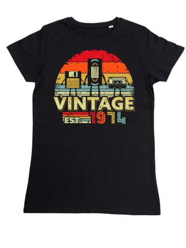 DAMSKA KOSZULKA PREZENT NA 50 URODZINY KASETY VINTAGE 1974 TORBA GRATIS 2