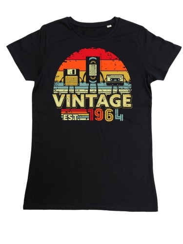 DAMSKA KOSZULKA PREZENT NA 60 URODZINY KASETY VINTAGE 1964 TORBA GRATIS 2