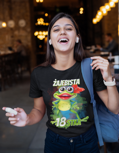 DAMSKA KOSZULKA PREZENT NA 18 URODZINY ŻAJEBISTA 18STKA TORBA GRATIS 3