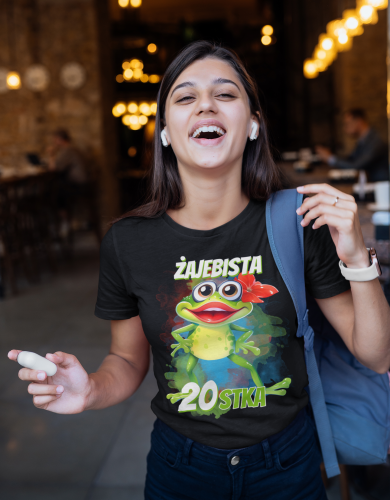 DAMSKA KOSZULKA PREZENT NA 20 URODZINY ŻAJEBISTA 20STKA TORBA GRATIS 3