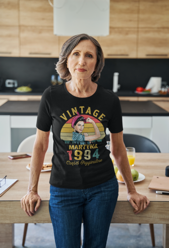 PERSONALIZOWANA DAMSKA KOSZULKA PREZENT NA 18 30 40 50 60 70 URODZINY PIN UP GIRL PODAJ ROK I IMIĘ TORBA GRATIS 3