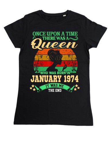 DAMSKA KOSZULKA PREZENT NA 50 URODZINY KRÓLOWA URODZONA W STYCZNIU 1974 TORBA GRATIS 2