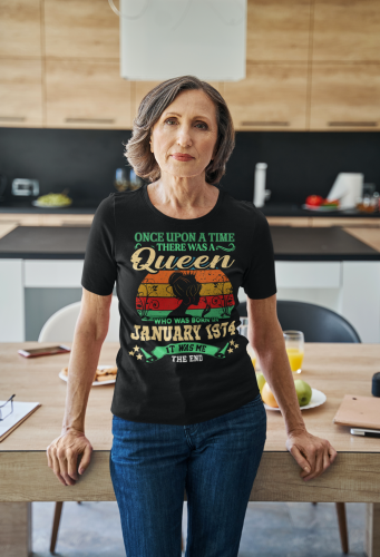 DAMSKA KOSZULKA PREZENT NA 50 URODZINY KRÓLOWA URODZONA W STYCZNIU 1974 TORBA GRATIS 5