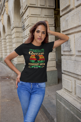 DAMSKA KOSZULKA PREZENT NA 50 URODZINY KRÓLOWA URODZONA W LUTYM 1974 TORBA GRATIS 4