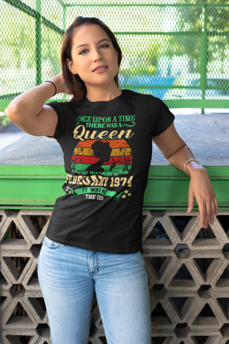 DAMSKA KOSZULKA PREZENT NA 50 URODZINY KRÓLOWA URODZONA W LUTYM 1974 TORBA GRATIS 5