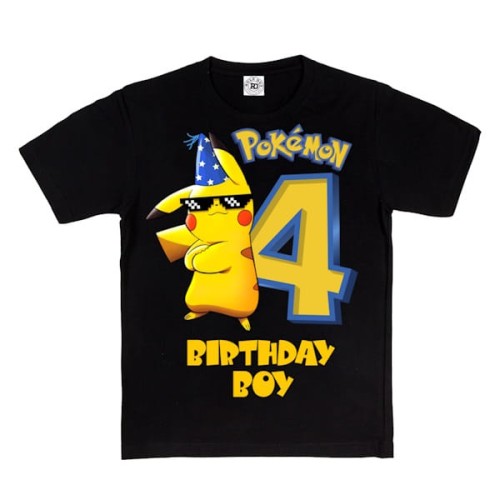 DZIECIĘCA KOSZULKA PREZENT NA 4 URODZINY DLA CHŁOPCA ANIME POKEMON PIKACHU BIRTHDAY BOY 2