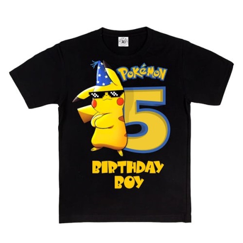 DZIECIĘCA KOSZULKA PREZENT NA 5 URODZINY DLA CHŁOPCA ANIME POKEMON PIKACHU BIRTHDAY BOY 2