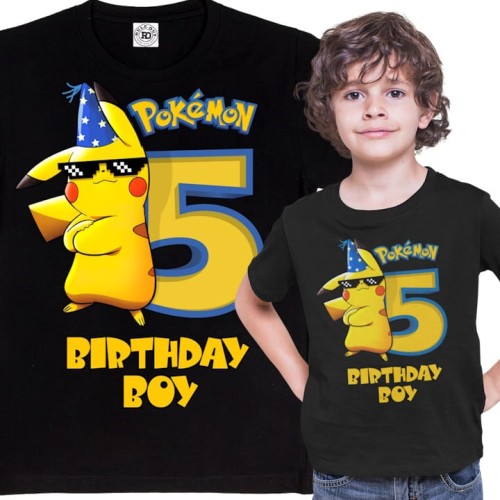 DZIECIĘCA KOSZULKA PREZENT NA 5 URODZINY DLA CHŁOPCA ANIME POKEMON PIKACHU BIRTHDAY BOY 1