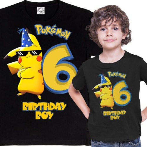 DZIECIĘCA KOSZULKA PREZENT NA 6 URODZINY DLA CHŁOPCA ANIME POKEMON PIKACHU BIRTHDAY BOY