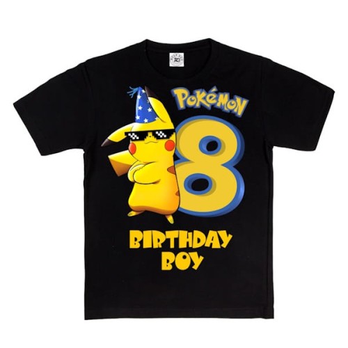 DZIECIĘCA KOSZULKA PREZENT NA 8 URODZINY DLA CHŁOPCA ANIME POKEMON PIKACHU BIRTHDAY BOY 2