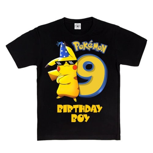 DZIECIĘCA KOSZULKA PREZENT NA 9 URODZINY DLA CHŁOPCA ANIME POKEMON PIKACHU BIRTHDAY BOY 2