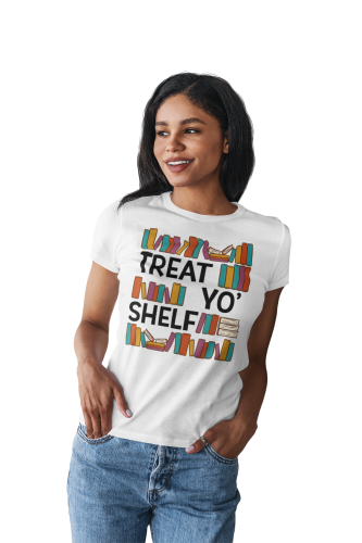 KOSZULKA DAMSKA DLA CZYTELNICZKI WIELBICIELKI KSIĄŻEK KSIĄŻKOHOLICZKA TREAT YO' SHELF 