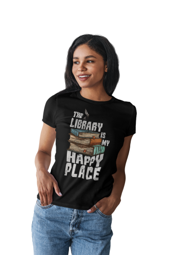 KOSZULKA DAMSKA DLA WIELBICIELKI KSIĄŻEK KSIĄŻKOHOLICZKA THE LIBRABRY IS MY HAPPY PLACE 