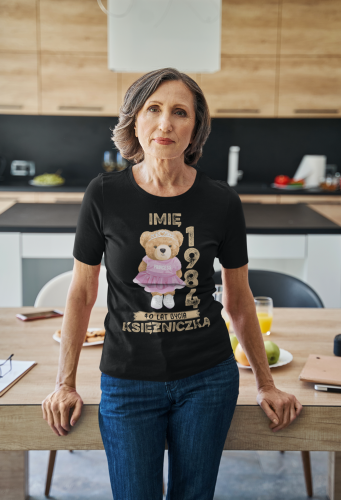 PERSONALIZOWANA DAMSKA KOSZULKA KSIĘŻNICZKA PREZENT NA 18 30 40 50 60 70 URODZINY PODAJ IMIĘ I ROK TORBA GRATIS 4